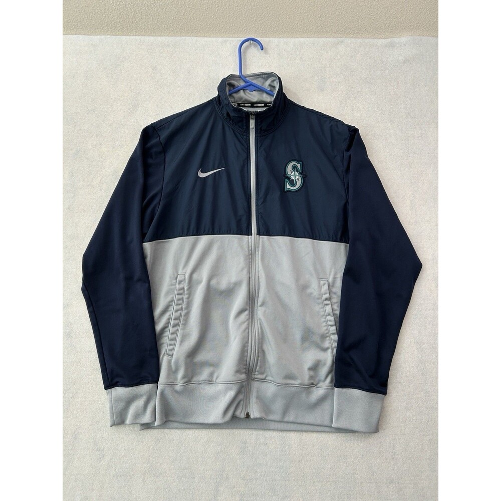 Nike MLB Seattle Mariners Track Jacket Mens M Full Zip Blue Gray BSBL 34173X